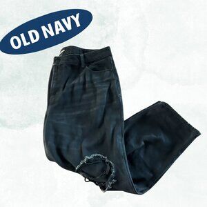 Old Navy 🖤 Black Distressed Straight-Leg Jeans 🖤 Size 18 Plus Short